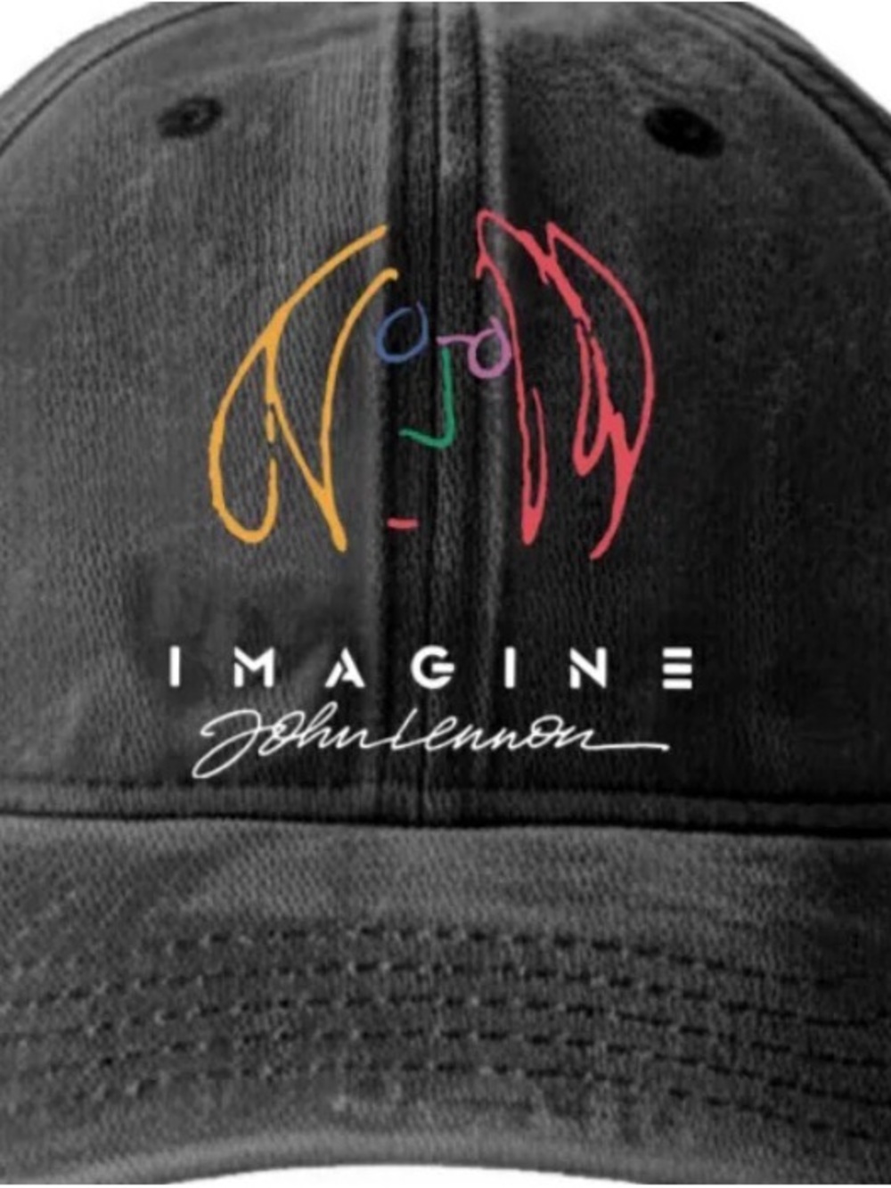 Imagine John Lennon Black Embroidered Baseball Cap